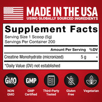 Thumbnail for Force Factor Creatine Monohydrate Powder, 5g Micronized Dose to Support Muscle Growth, Strength, Recovery, Cognitive Health & Memory, Unflavored, 200 Servings