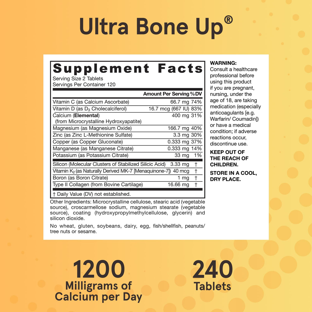 Jarrow Formulas® Ultra BoneUp®, Includes MK-7 and Silicon for Added Bone Support, 240 Bone Health Tablets