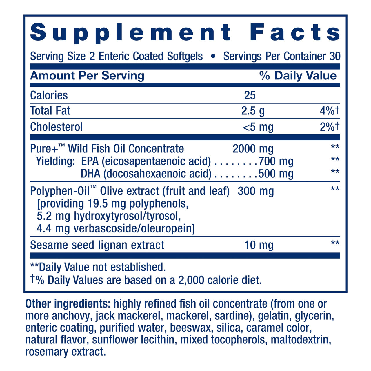 Life Extension Super Omega-3 EPA/DHA Fish Oil, Sesame Lignans & Olive Extract – Heart Health, Brain Health, Inflammation Health Support, Gluten-Free, Enteric-Coated, Non-GMO, 60 Softgels