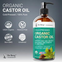 Thumbnail for Dr. Berg Organic Castor Oil – 16 fl oz Cold-Pressed Oil – Pure, Unrefined, Single Ingredient – Sourced in India, Bottled in USA – Lab Tested, USDA Organic, Glass Bottle