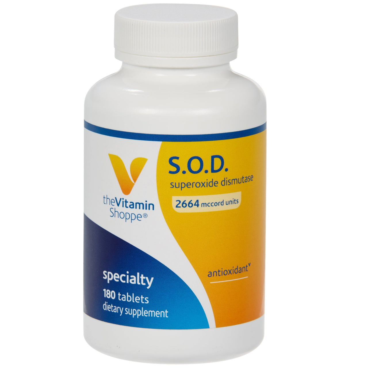 The Vitamin Shoppe S.O.D. (Super Oxide Dismutase) 2664 McCord Units, Antioxidant, Supports Healthy Aging (180 Tablets)