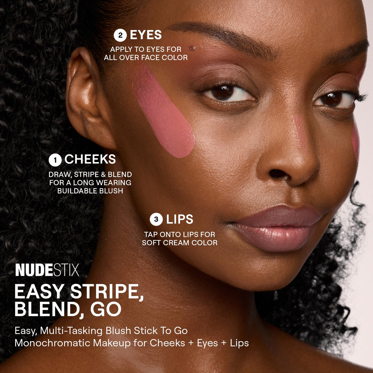 Nudestix Nudies Blush Stick – 3-in-1 Cream Blush for Cheeks, Eyes & Lips with Built-In Brush | Soft Matte Finish for a Natural Flush | Clean, Vegan & Travel-Friendly Makeup (Naughty N' Spice)