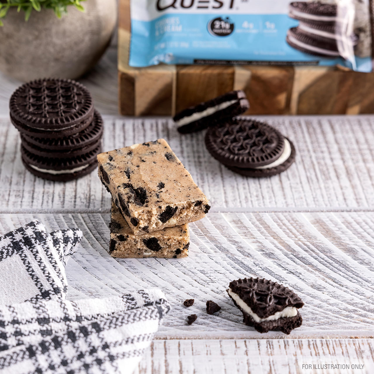 Quest Nutrition Cookies & Cream Protein Bars, 21g Protein, 1g Sugar, 4g Net Carb, High Fiber, Gluten Free, Keto Friendly, 12 Count