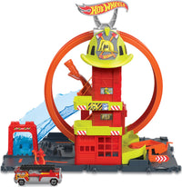 Thumbnail for Hot Wheels City Super Loop Fire Station Playset & 1 Toy Car