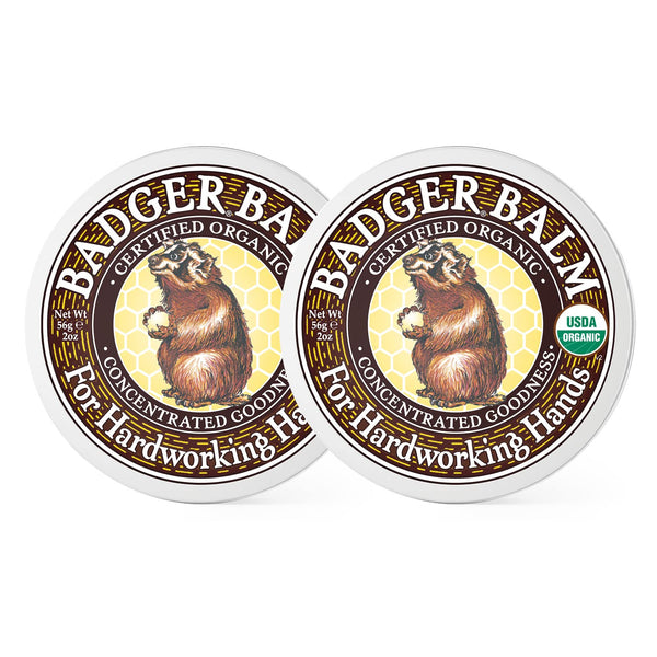 Badger Healing Balm, Hard Working Hands Cream, Organic Hand Cream for Dry Cracked Hands, Long Lasting Hand Moisturizer/Dry Hands Treatment, 2 oz Tin, 2-Pack
