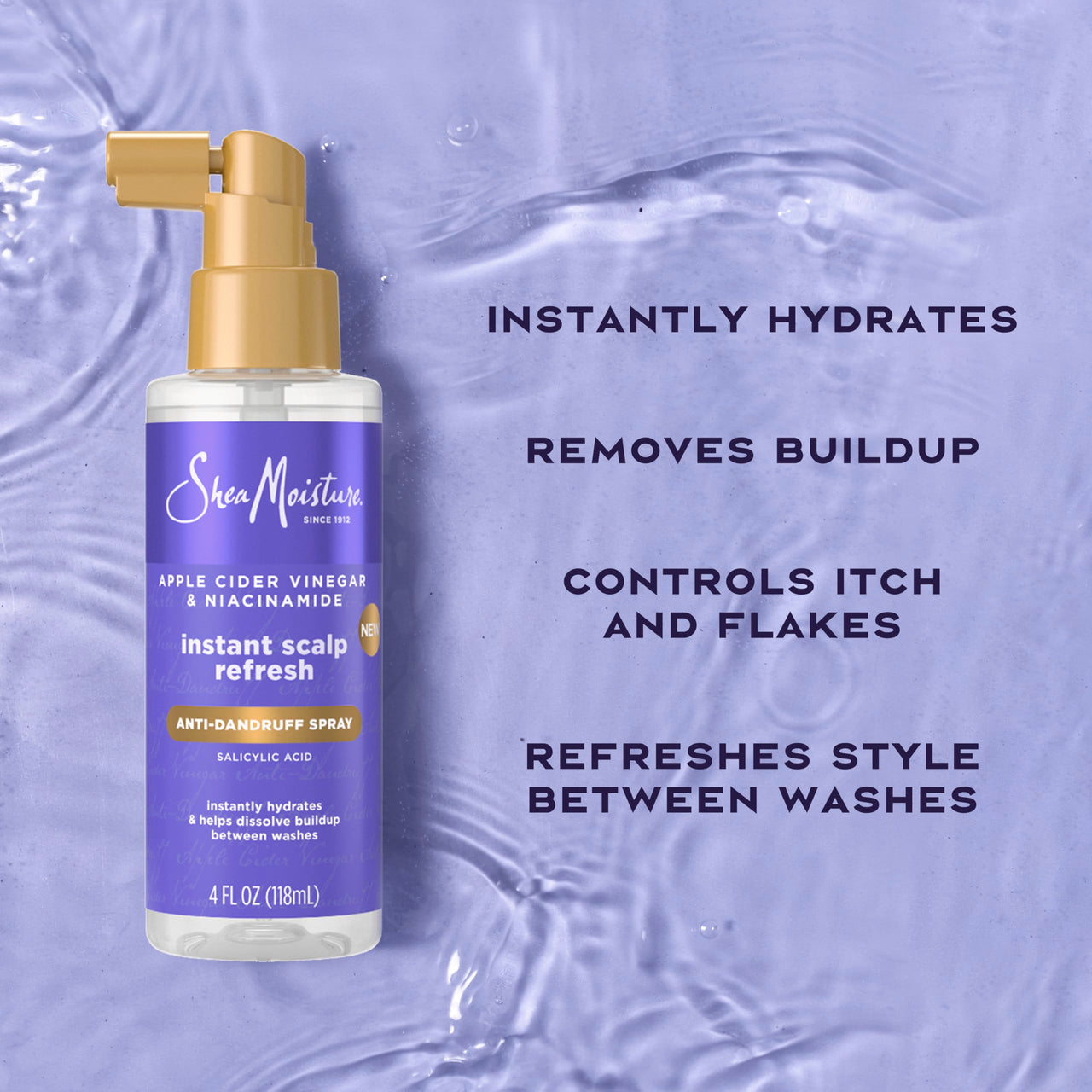 SheaMoisture Dandruff Treatment Instant Scalp Refresh Spray with Salicylic Acid & Scalp Repair Technology, Hydrates Dry Scalp & Controls Itch & Flakes, 4 fl oz
