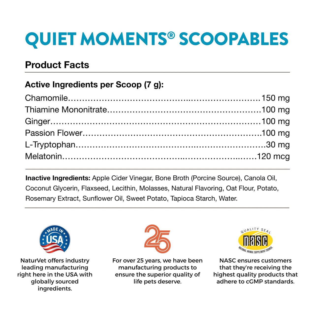 NaturVet Scoopables Quiet Moments Dog Calming Aid for Dogs - Promotes Calm with Stressful Events Like Storms, Fireworks, Travel, Separation Anxiety - Hickory Smoked Bacon Flavored | 11oz Bag