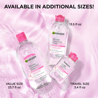 Thumbnail for Garnier Micellar Water, Hydrating Facial Cleanser & Makeup Remover, Suitable for Sensitive Skin, Vegan, Cruelty Free, 13.5 Fl Oz (400mL), 1 Count