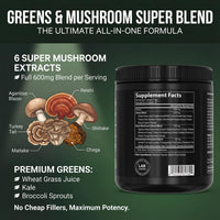 Thumbnail for PEScience Greens Powder Superfood with Natural Chlorophyll, Reishi & Turkey Tail Mushroom Powders, Freeze-Dried Kale, Spinach, Broccoli Sprouts with Antioxidants - Original Flavor, 30 Servings