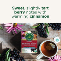 Thumbnail for Traditional Medicinals Tea, Organic Immune Zoom Elderberry Echinacea - Supports Immune Function - Kosher, Non-GMO, Caffeine-Free, Compostable - 16 Tea Bags