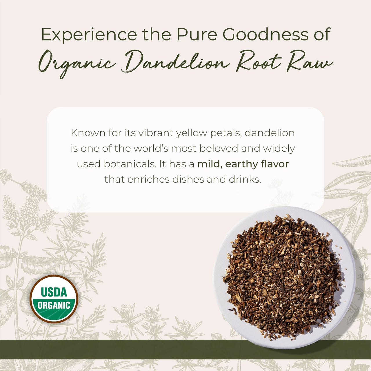Starwest Botanicals Organic Raw Dandelion Root Tea [1 Pound] Bulk Cut & Sifted (C/S) Loose Tea
