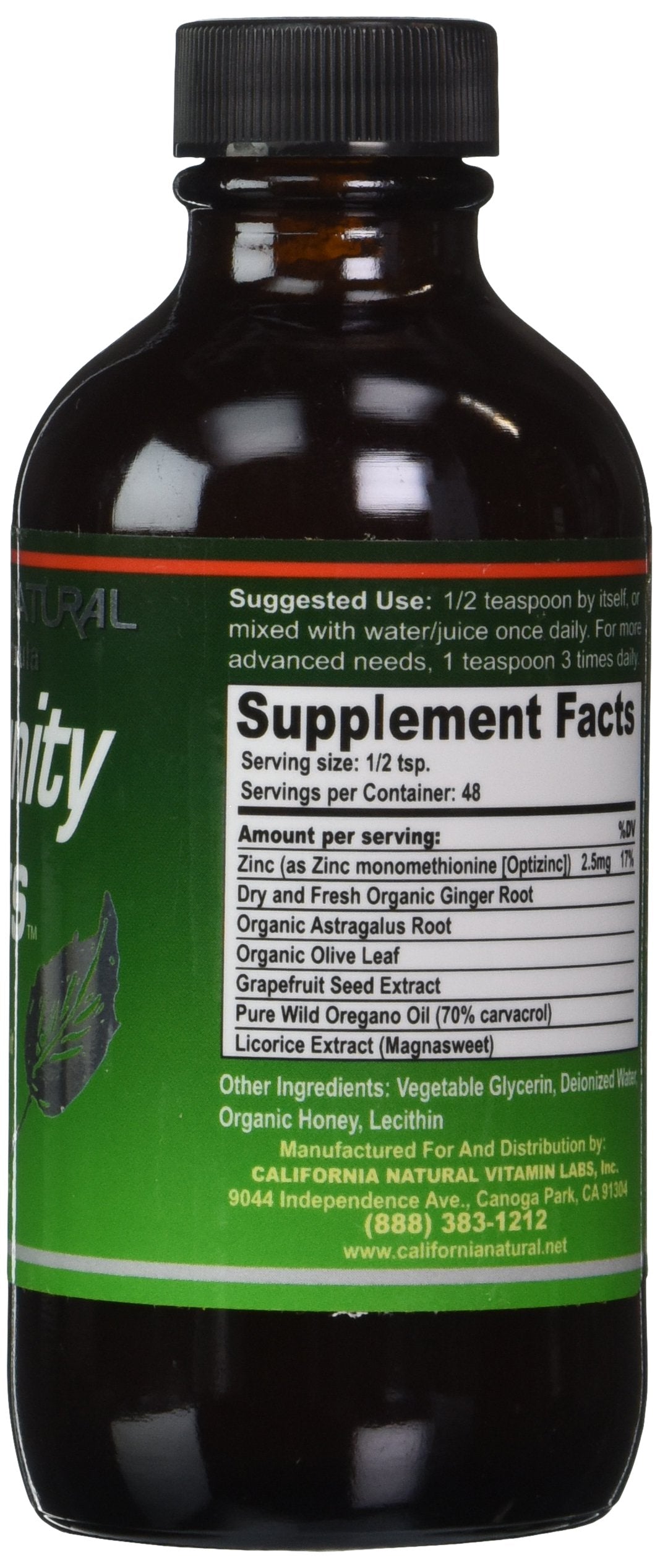 California Natural Immunity Shots 4oz Bottle Zinc, Organic Ginger Root, Oregano Oil - Potent & Pure Immune System Booster - Immune System Support (Pack of 1)