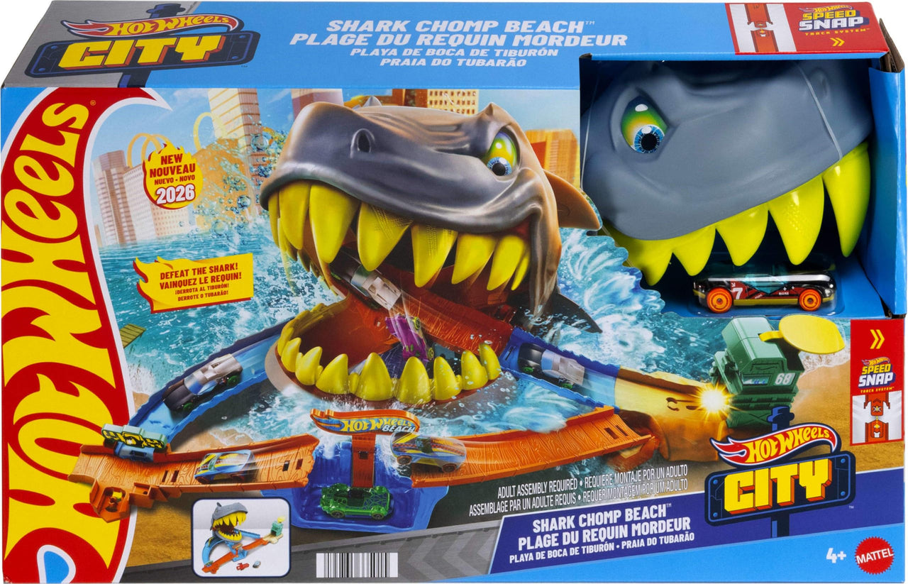 Hot Wheels City Shark Chomp Beach Playset & 1:64 Scale Toy Car
