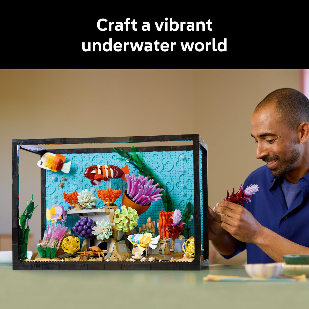 LEGO Icons Tropical Aquarium Building Set for Adults, Ages 18+ - Bedroom, Home Office Decor - Gifts for Men & Women - Model Fish Kit with Plants & Corals - 10366