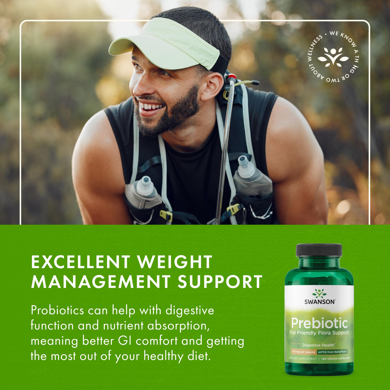 Swanson Prebiotic for Friendly Flora Support - Digestive Health Supplement - Offers Immune Support* - Contains Prebiotic Fiber - Vegan & Non-GMO - 120 Vegan Capsules