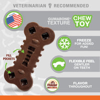 Thumbnail for Nylabone Flexi Chill & Chew Toy for Dogs with Treat Pockets, Dog Toys for Moderate Chewers, Medley Flavor, Medium - Up to 35 lbs, 1 Count