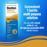Thumbnail for Boston SIMPLUS Multi-Action Solution, Cleans & Conditions Rigid Gas Permeable (RGP) Lens, Daily Protein Remover, 3.5 Fl Oz