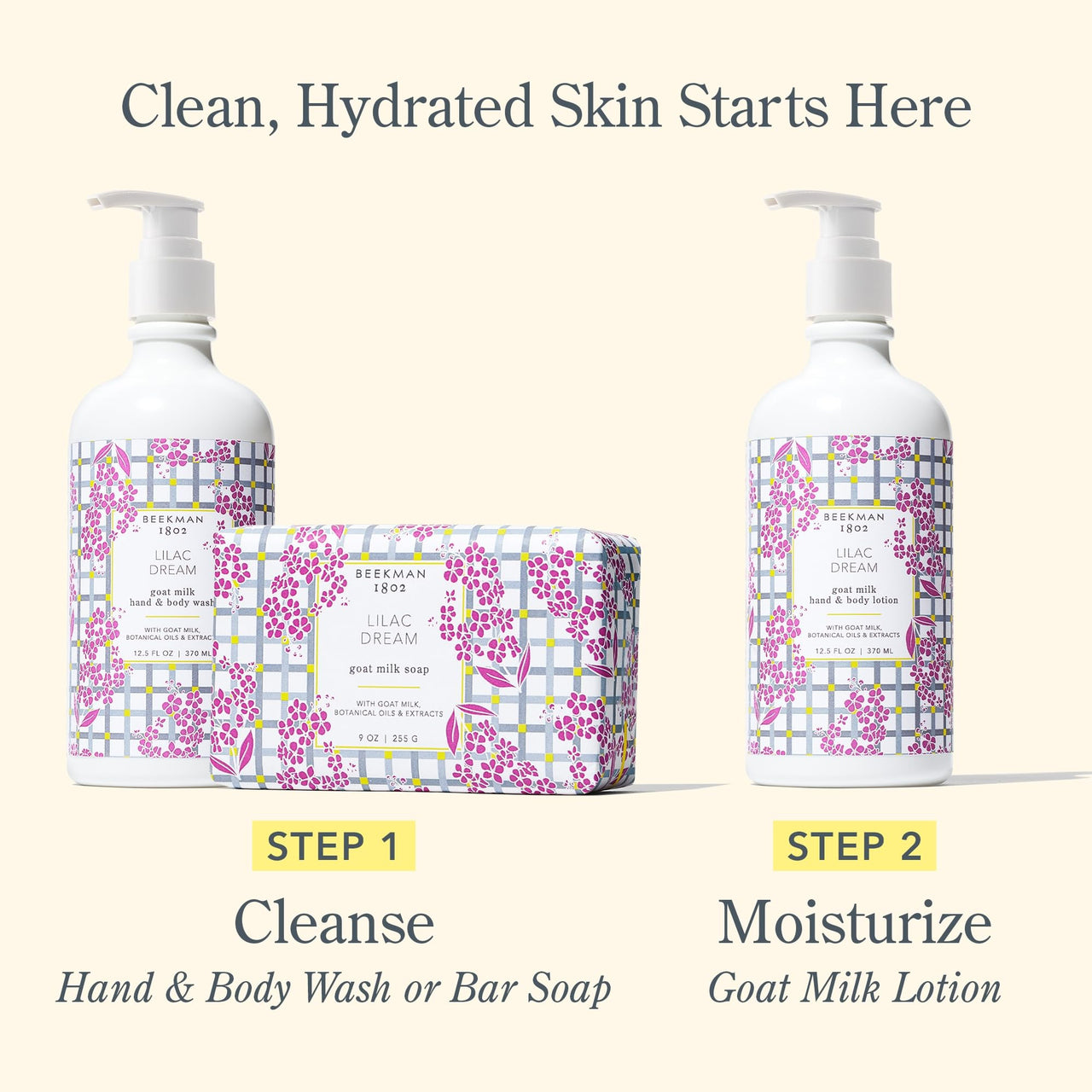 Beekman 1802 Goat Milk Lotion – Body Lotion & Hand Lotion for Dry Skin, Lightweight Non-Greasy Formula with Shea Butter & Jojoba Oil, Cruelty Free, Lotion Pump – Lilac Dream