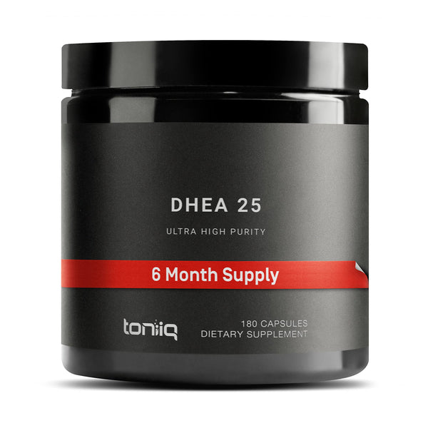 Toniiq Ultra High Strength DHEA 25mg Supplement for Men - 99%+ Highly Purified and Bioavailable Micronized DHEA Supplement for Women and Men - DHEA 25 mg - 180 Capsules