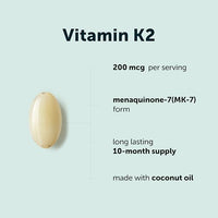 Thumbnail for Image 3 of Micro Ingredients Vitamin K2 MK-7 200 mcg Per Serving, 300 Coconut Oil Softgels