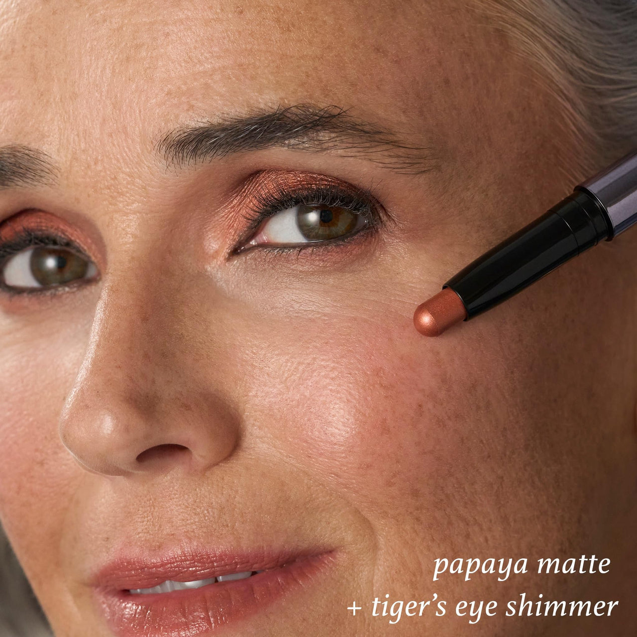 Julep Eyeshadow 101 Crème-to-Powder Waterproof Eyeshadow Stick Duo – Long-Lasting, Crease-Proof, Easy Apply with Built-in Smudger - Papaya Matte & Tigers Eye Shimmer