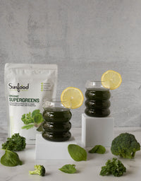Thumbnail for Sunfood Supergreens - Greens Superfood Powder, Super Greens Powder, Organic Greens Blend, Daily Green Juice Powder, Vegetable Smoothie Drink Mix for Gut Health with Chlorella & Spirulina - 8 oz Bag