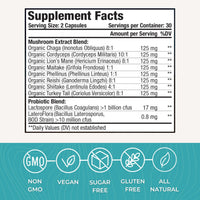 Thumbnail for Eidon Ionic Minerals SuperBiome, Mushroom Extract Supplement, Mushroom Complex Capsules with Reishi, Chaga, Lions Mane, Cordyceps, Turkey Tail, 30 Servings
