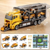 Thumbnail for NIPLOOOW Toddler Boys Construction Truck Vehicle Toy Set with Play Mat and Die-Cast Toy Car, Transport Carrier Truck for Kids 3-5, Birthday Gifts Toys for 3-8 Year Old Boys