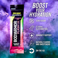 Thumbnail for BODYARMOR Flash IV Electrolyte Packets, Strawberry Kiwi - Zero Sugar Drink Mix, Single Serve Packs, Coconut Water Powder (15 Count)