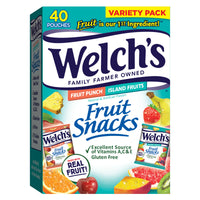 Thumbnail for Welch's Fruit Snacks, Fruit Punch & Island Fruits, Individual Single Serve 0.8 oz bags (Pack of 40)