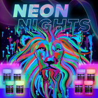 Thumbnail for neon nights 2-IN-1 Glow In The Dark Acrylic Paint Set Glows in the Dark & under UV Blacklight - Set of 8 Self-Luminous Neon Paints for Halloween - German Premium Quality - 8 x 20 ml /