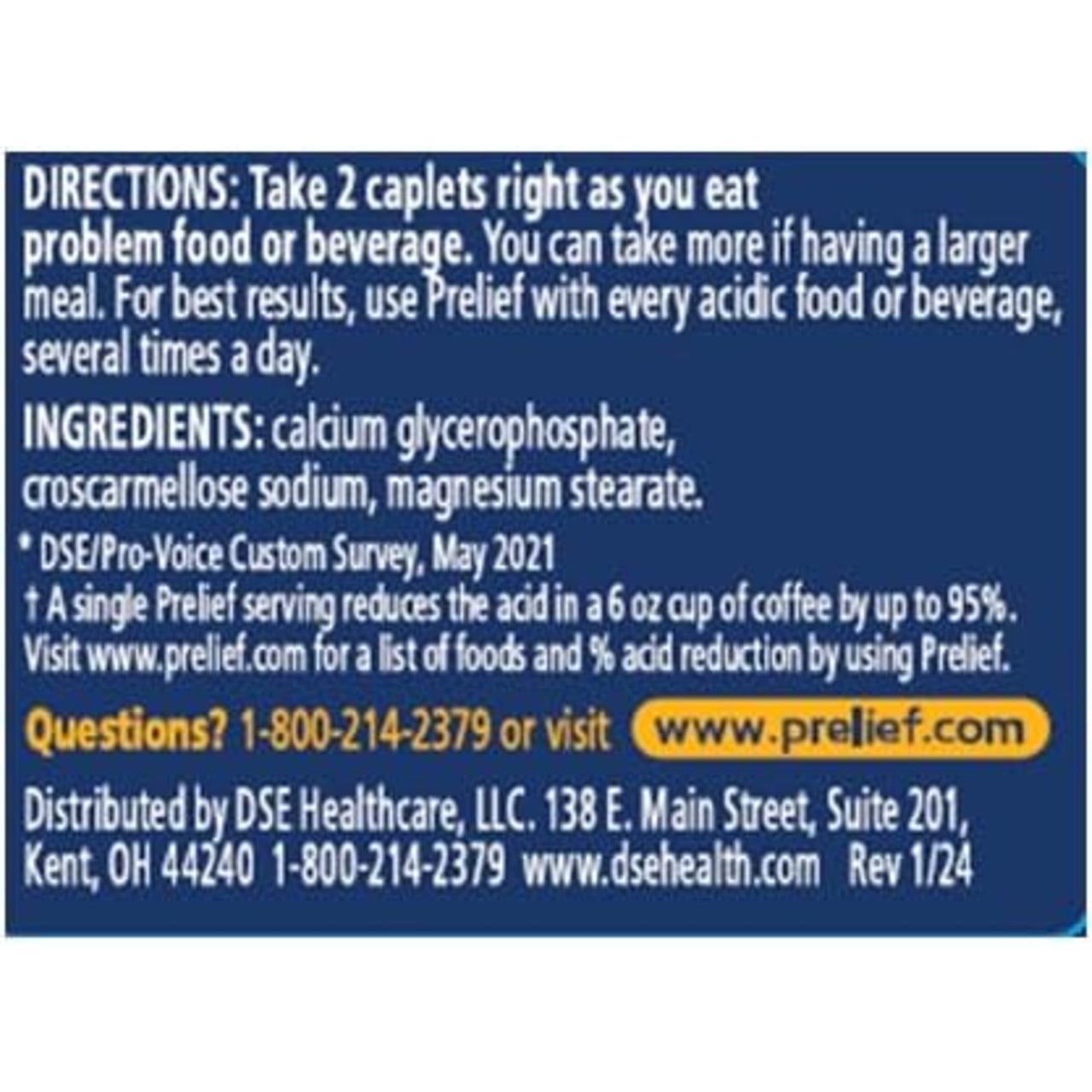 PRELIEF Acid Reducer Caplets Dietary Supplement, 120 Count