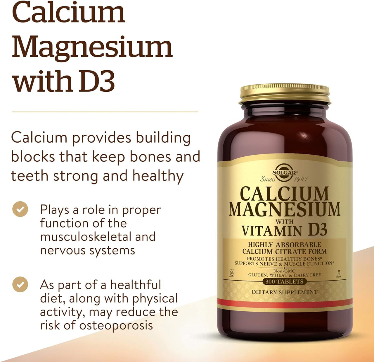 Solgar, Calcium Magnesium with Vitamin D3 Tablets