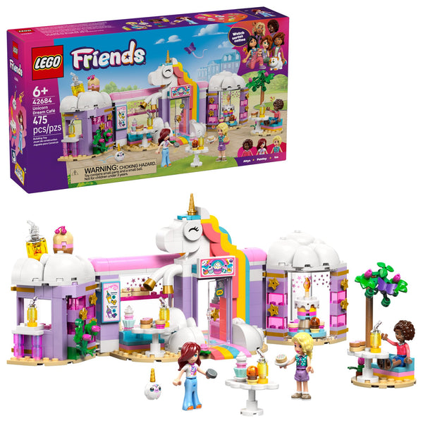 LEGO Friends Unicorn Dream Café Building Toy for Girls & Boys - Pretend Playset for Kids, Ages 6+ - Gift for Birthdays - W/Paisley, Aliya, & Iza Minidolls & Accessories - 42684