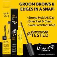Thumbnail for got2b Glued 2-in-1 Brow Gel & Edge Control, 0.54 Fl Oz, Strong Hold Styling Eyebrow Gel and Hair Mascara for Flyaways and Frizz with Castor Oil, Sweat-Resistant with Quick Dry, Clear Finish