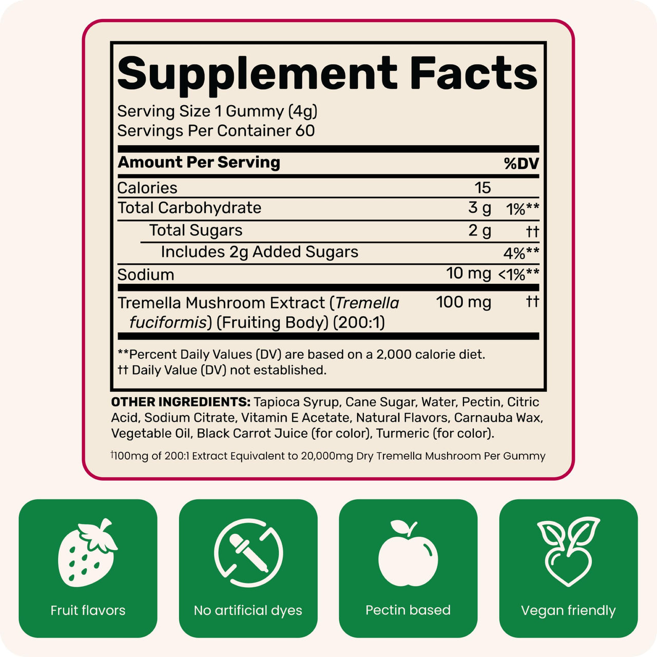 Fungies Tremella Mushroom Gummies, Mixed Strawberry & Lemon Flavor - Mushroom Herbal Supplement Gummy for Adults Supports Collagen Synthesis, Healthy Skin & Healthy Aging - Beauty Gummies 60 Servings