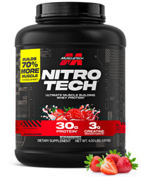 Thumbnail for Muscletech Whey Protein Powder (Strawberry, 4 Pound) - Nitro-Tech Ultimate Muscle Building Formula with Whey Protein Isolate - 30g of Protein, 3g of Creatine & 6.8g of BCAA - Packaging May Vary