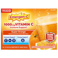 Thumbnail for Emergen-C 1000mg Vitamin C Powder for Daily Immune Support Caffeine Free Vitamin C Supplements with Zinc and Manganese, B Vitamins and Electrolytes, Super Orange Flavor - 60 Count/2 Month Supply