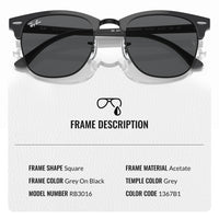Thumbnail for Ray-Ban RB3016 Clubmaster Polarized Classic Square Shape Sunglasses for Men and Women- Timeless Classic Sun Glasses with Modern Elegance - Premium UV Protection - Designer Men's and Women's Sunglasses