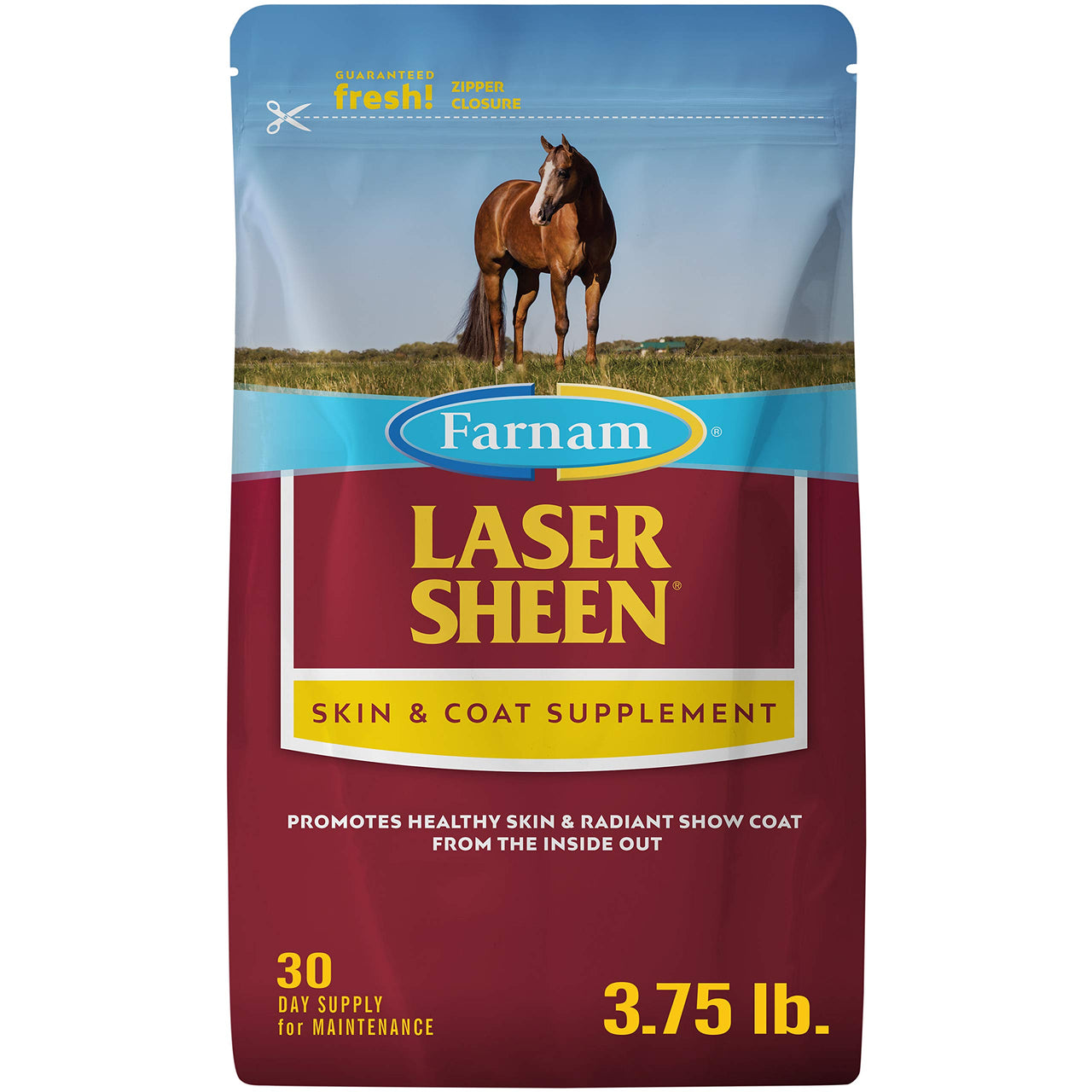 Farnam Laser Sheen Skin & Coat Supplement for Horses, Promotes Healthy Skin & Radiant Coat from The Inside Out, 3.75 Pounds 30 Day Supply