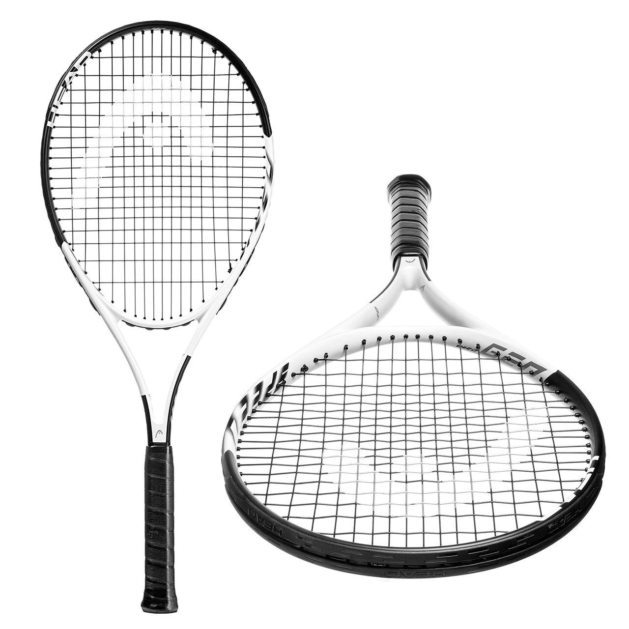 HEAD Geo Speed Adult Tennis Racket - Pre-Strung Head Light Balance 27.5 Inch Racquet - 4 3/8 In Grip, Black/White