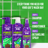 Thumbnail for Aussie Kids Hair Care Bundle Set Including: Shampoo (16 Fl Oz), Conditioner (16 Fl Oz) & Detangler Spray (8 Fl Oz), Paraben- Freem Sulfate-Free, Dye-Free, Cruelty-Free, Tangle-Free Styling