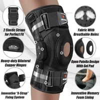 Thumbnail for NEENCA Professional Knee Brace for Knee Pain, Hinged Knee Support with Patented X-Strap Fixing System, Strong Stability for Pain Relief, Arthritis, Meniscus Tear, ACL, PCL, MCL, Runner, Sport, Workout
