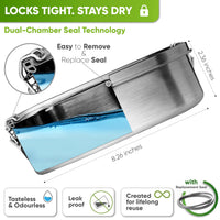 Thumbnail for Blockhütte Stainless Steel Lunch Box for Adults I 47oz I Bento Box 3 Compartments with free Sealing, Leak-Proof Container, Metal Lunchbox for Travel, Work, Eco-Friendly Meal Storage Solution