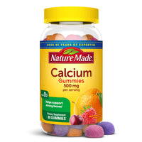 Thumbnail for Nature Made Calcium Gummies 500 mg Per Serving with Vitamin D3, Dietary Calcium Supplement for Bone Support, 80 Gummies, 40 Day Supply