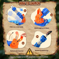 Thumbnail for LUCKFUTURE Dinosaur Truck Toy, Blue T-Rex with Launcher - Shoots Cars & Balls, Interactive Tyrannosaurus Play Set with Storage for Kids Ages 3-7