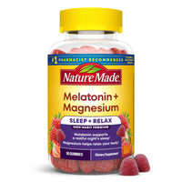 Thumbnail for Nature Made Melatonin + Magnesium Gummies, Sleep and Relax Support, Melatonin 3mg Non-Habit Forming Sleep Aid, Magnesium Citrate, 50 Gummies