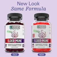 Thumbnail for Zhou Elder-Mune Elderberry Gummies with Vitamin C and Zinc - Daily Immune Support Supplement for Women & Men, Chewable Natural Black Elderberry for Adults & Children 4 & Up - 60 Gummies