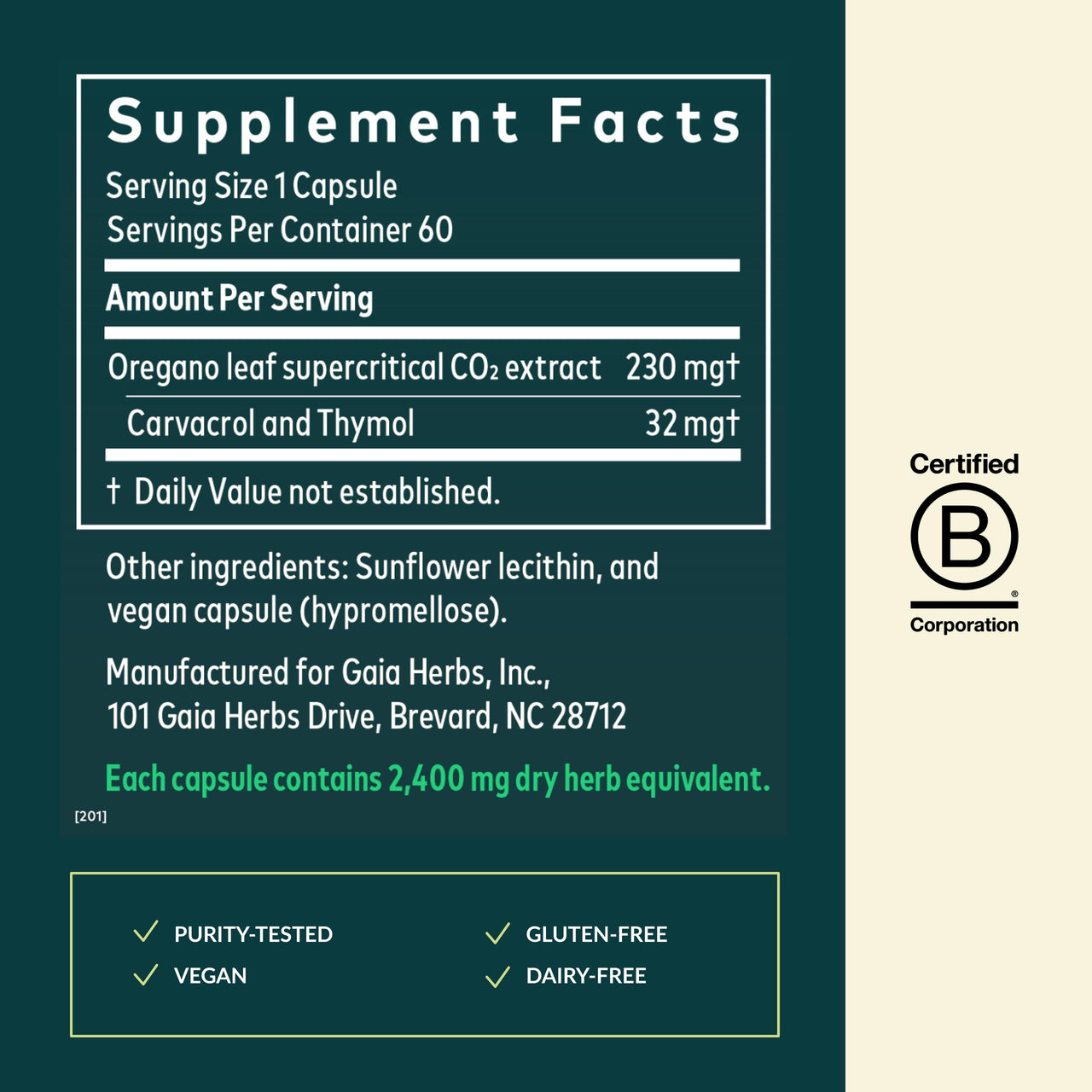 Gaia Herbs Oil of Oregano - Immune & Antioxidant Support Supplement - with Oregano Oil, Carvacrol & Thymol* - 60 Vegan Liquid Phyto-Caps (60 Servings)