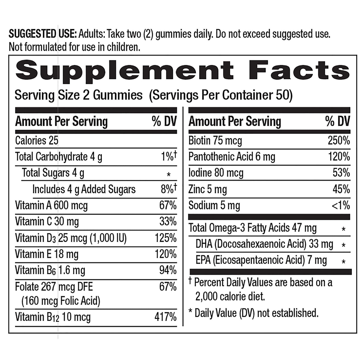 Centrum MultiGummies Multi + Omega-3 Natural Strawberry, Lemon, Orange Flavors Multivitamin/Multimineral Supplement Gummy, 100 Count